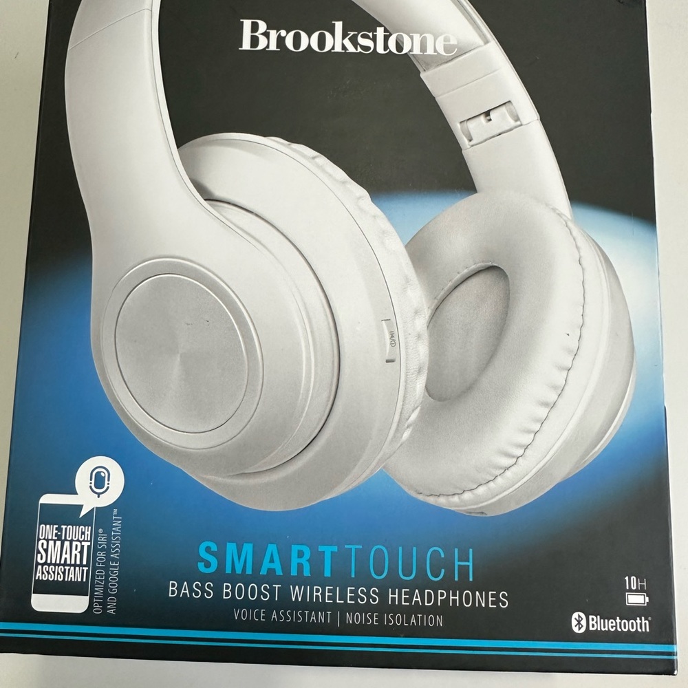 Brookstone Voice Assistant Wireless Headphones Bluetooth - New in Box. White
